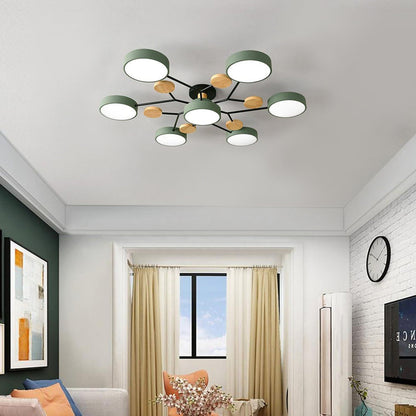 Lina – Lampe de plafond artistique en métal et bois