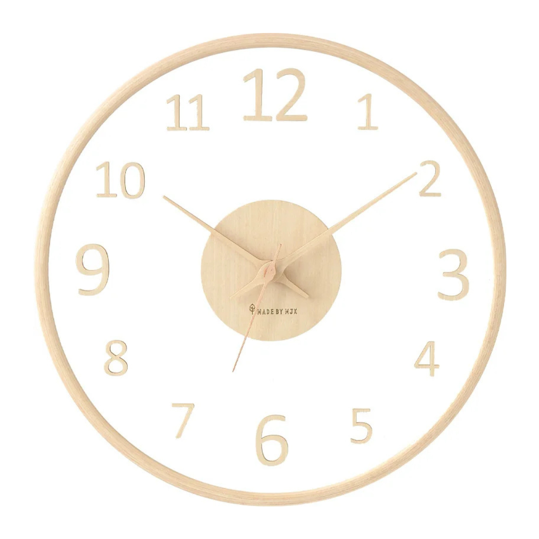 Jasmin – Horloge murale en bois et verre
