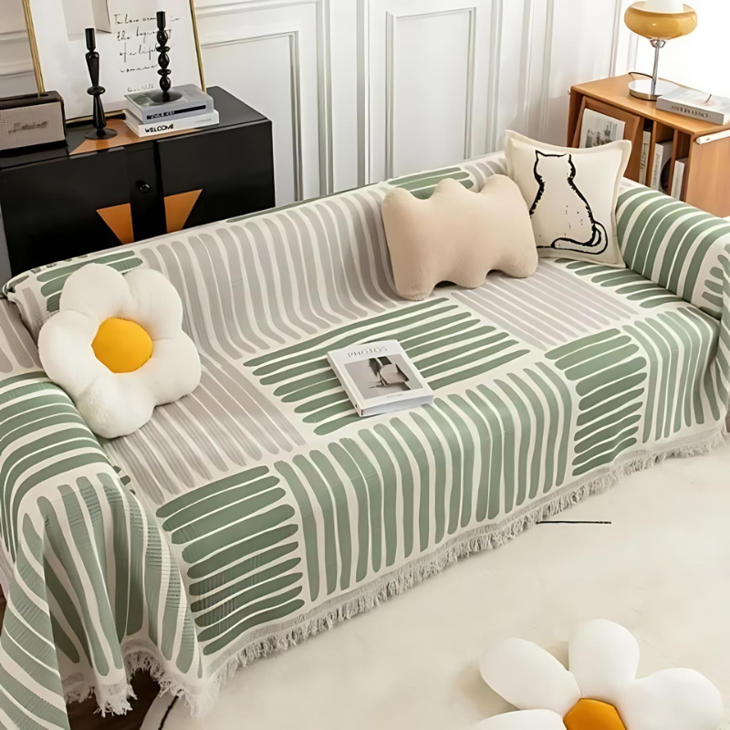 Elodie – Housse de canapé moderne avec bordure à glands pour accents déco élégants