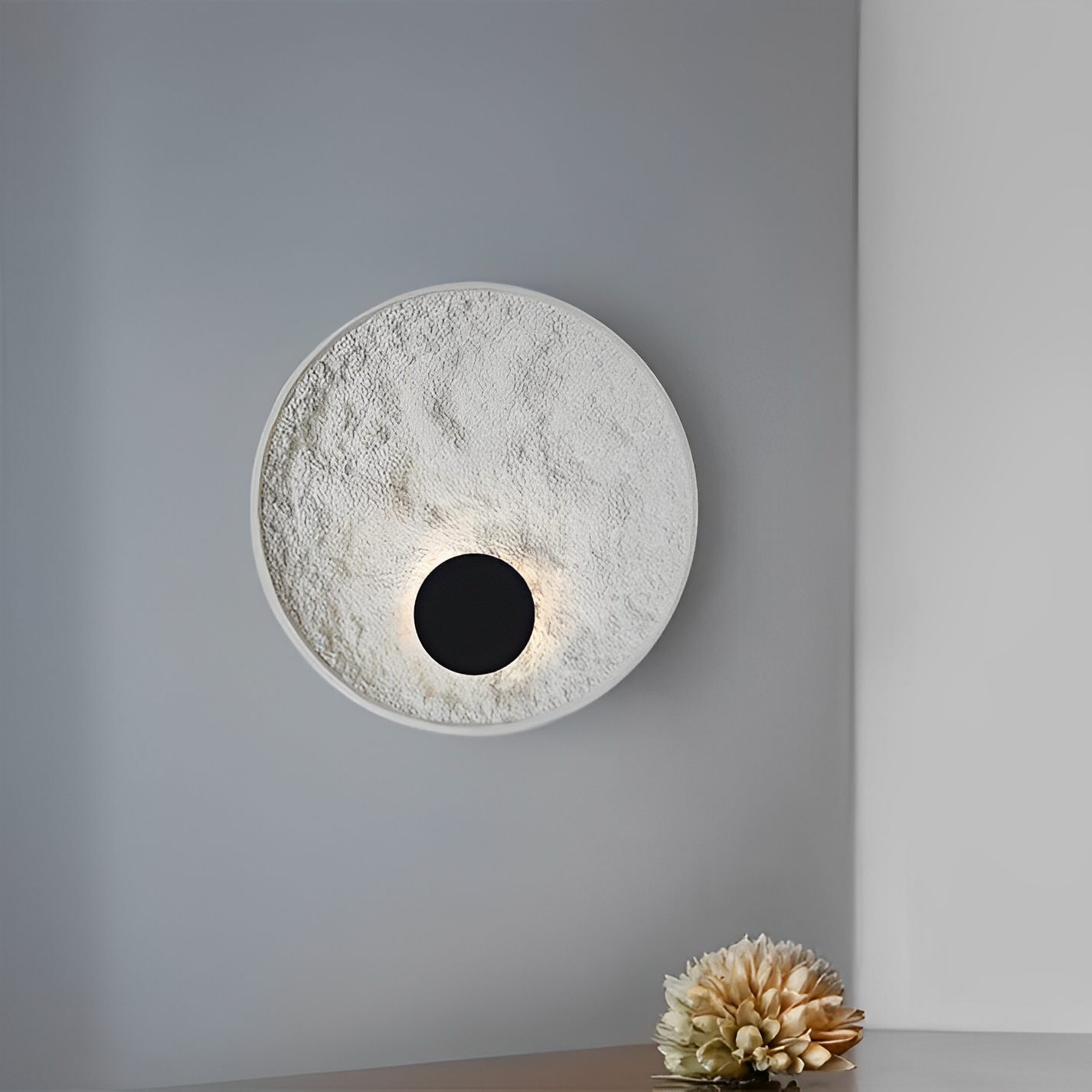 Lunaris – Applique murale ronde avec LED et design globe blanc