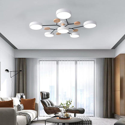 Lina – Lampe de plafond artistique en métal et bois