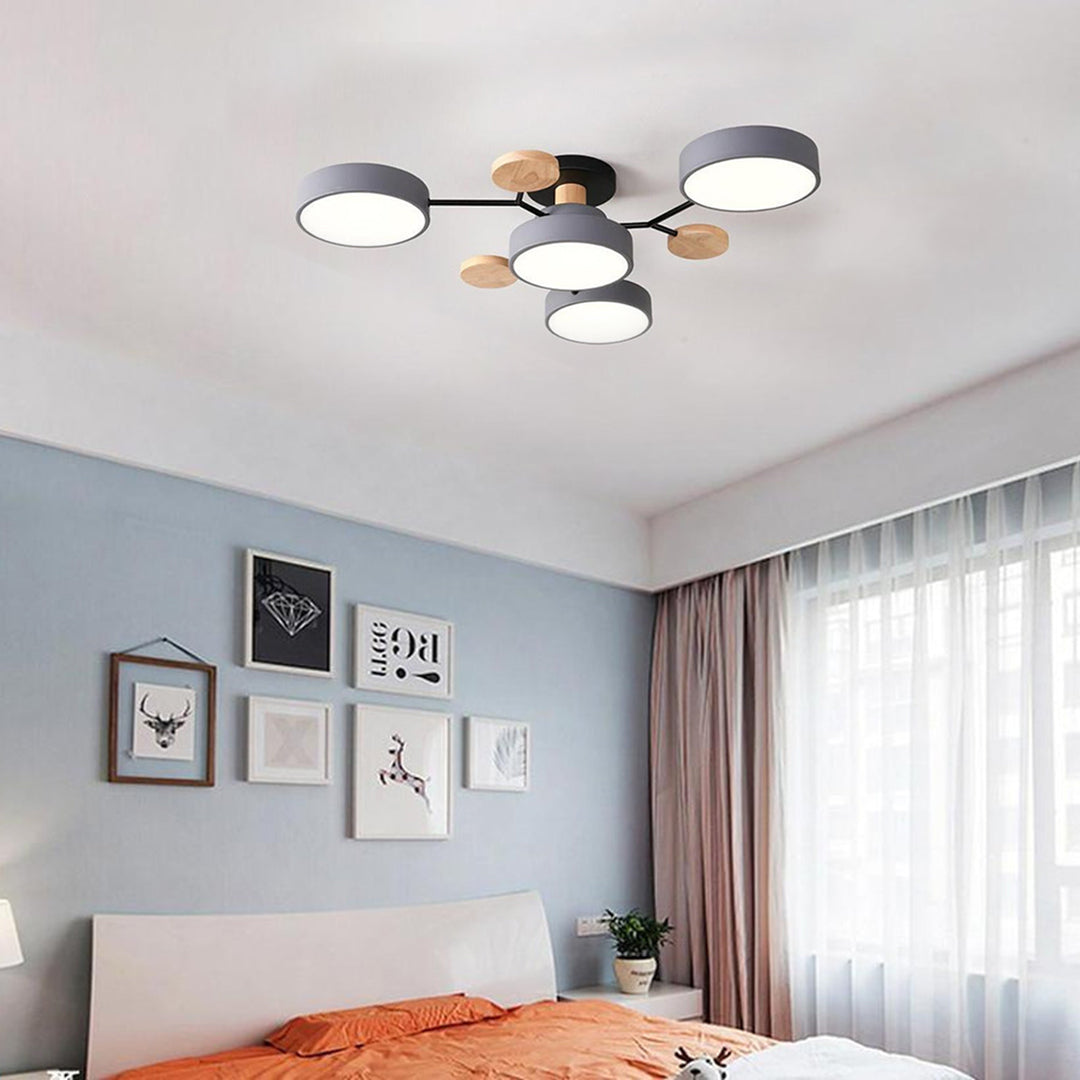 Lina – Lampe de plafond artistique en métal et bois