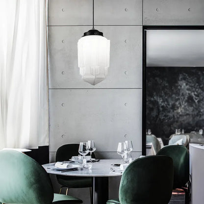 Liv – Suspension Géométrique en Verre Lait Vintage Blanc