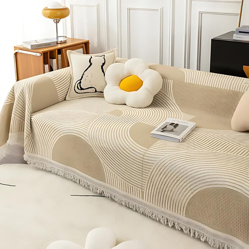 Elodie – Housse de canapé moderne avec bordure à glands pour accents déco élégants