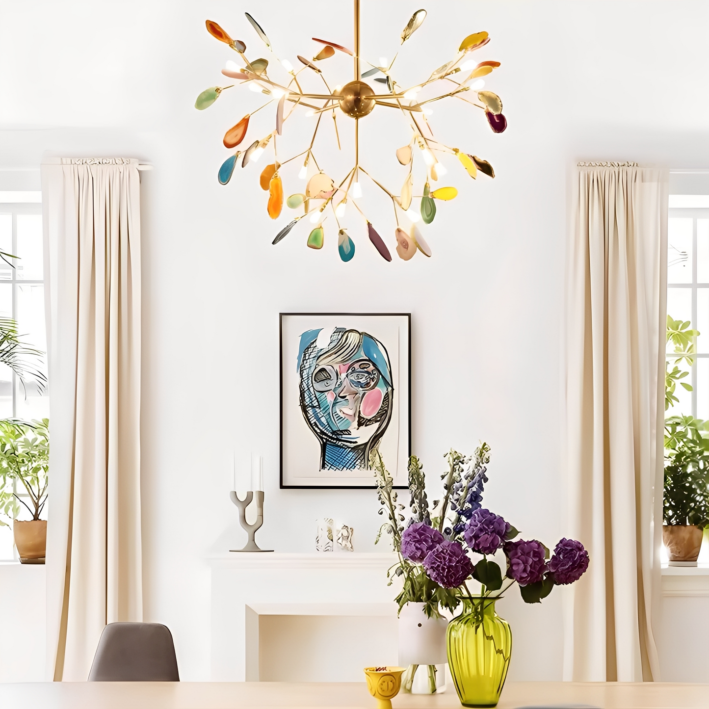 Adrian – Lustre LED créatif en pierre d'onyx