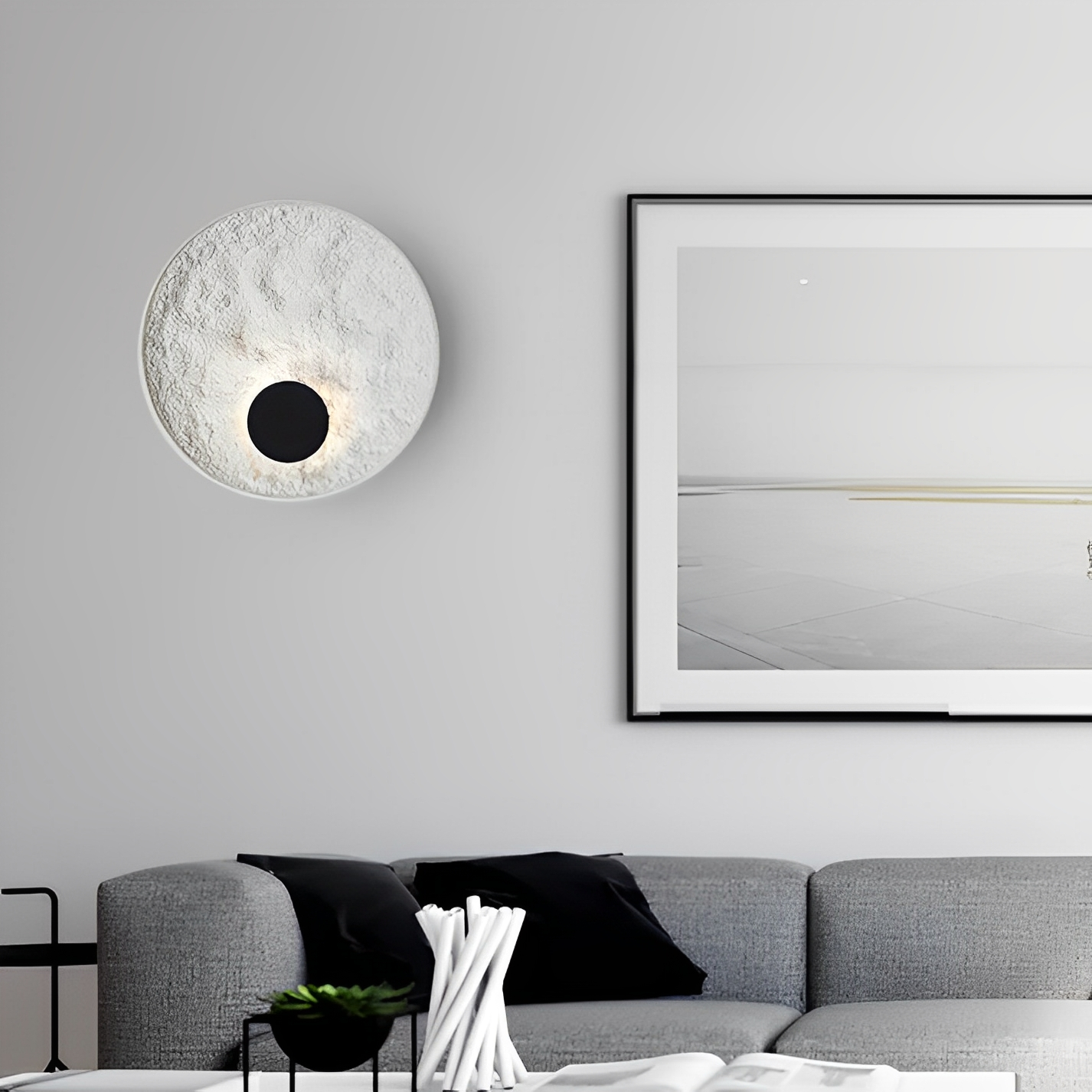 Lunaris – Applique murale ronde avec LED et design globe blanc