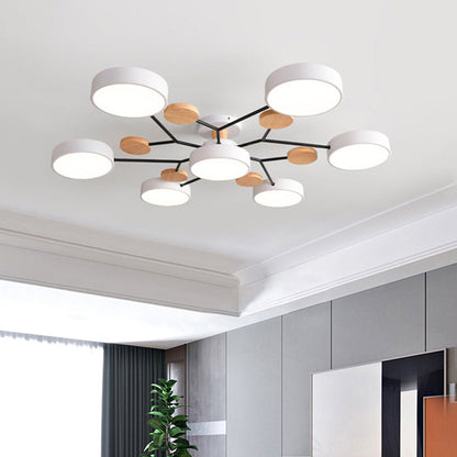 Lina – Lampe de plafond artistique en métal et bois