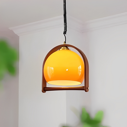 Bauven – Suspension vintage en bois et verre dans le style Bauhaus