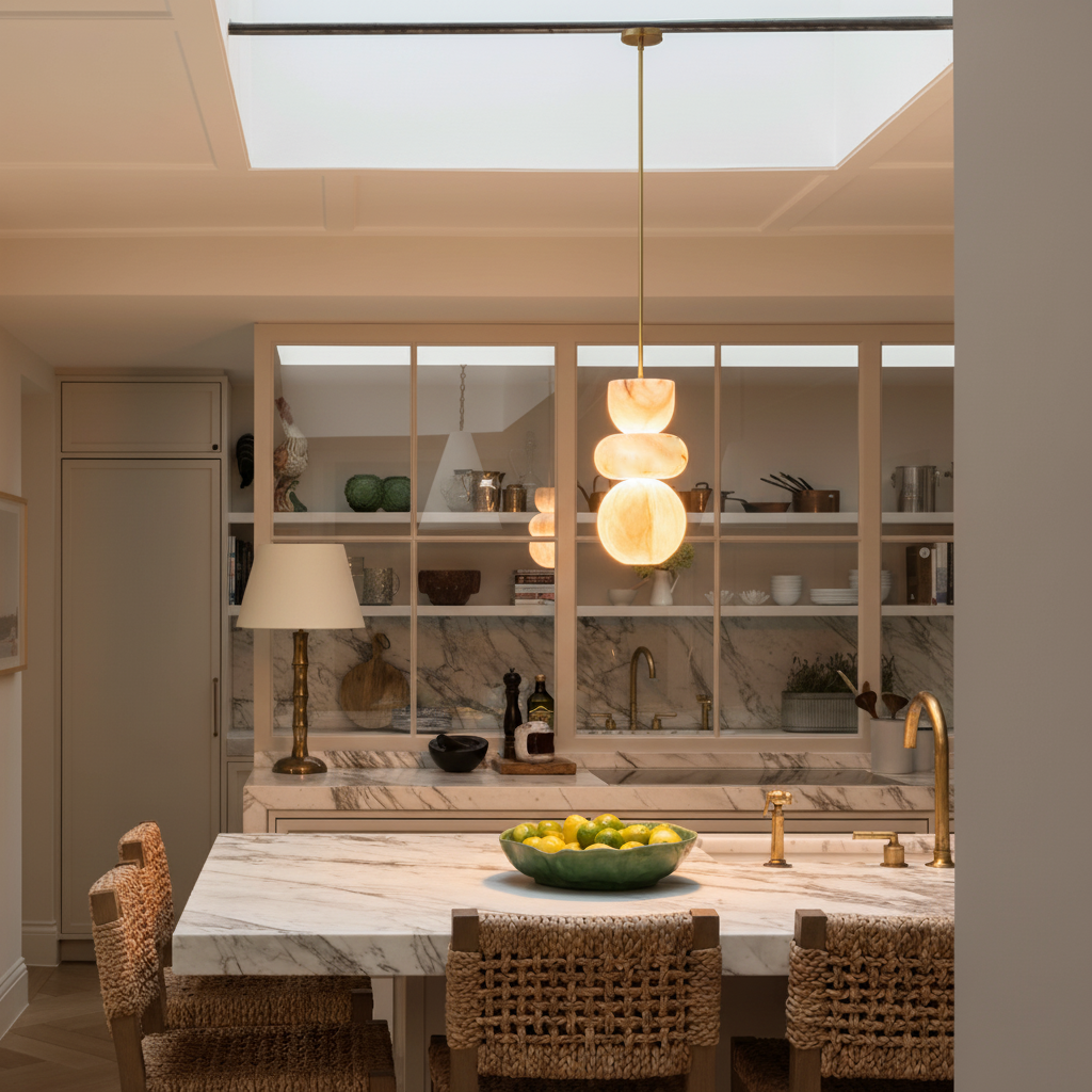 Lampe Suspendue Totem en Albâtre