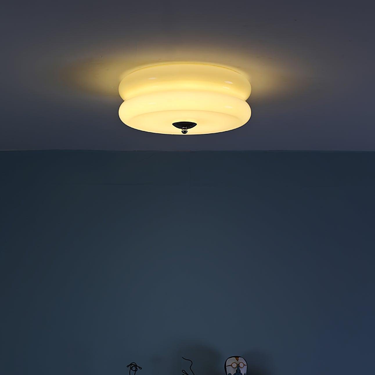 Elon – Lampe de plafond simple en verre crème