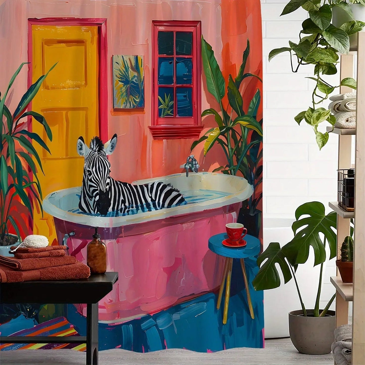 Marlow – Rideau de douche imperméable avec motif de baignoire