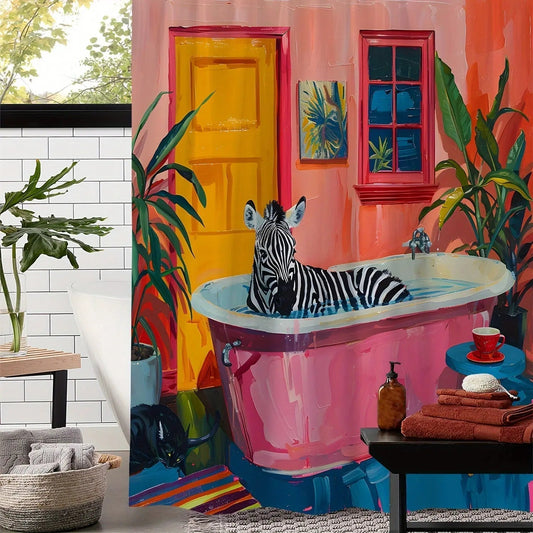 Rideau de douche à motif zèbre – Une touche sauvage pour la salle de bain