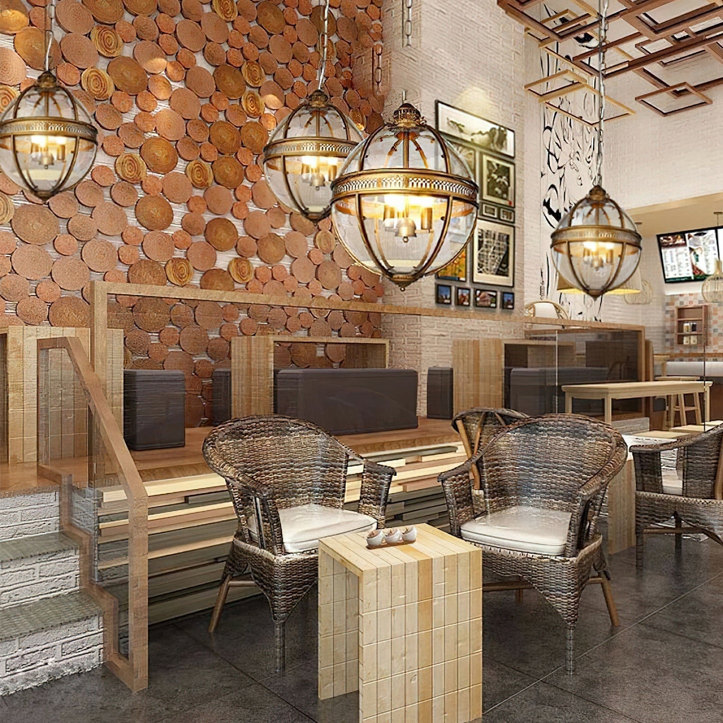 Gideon – Lustre en Verre Rond Retro