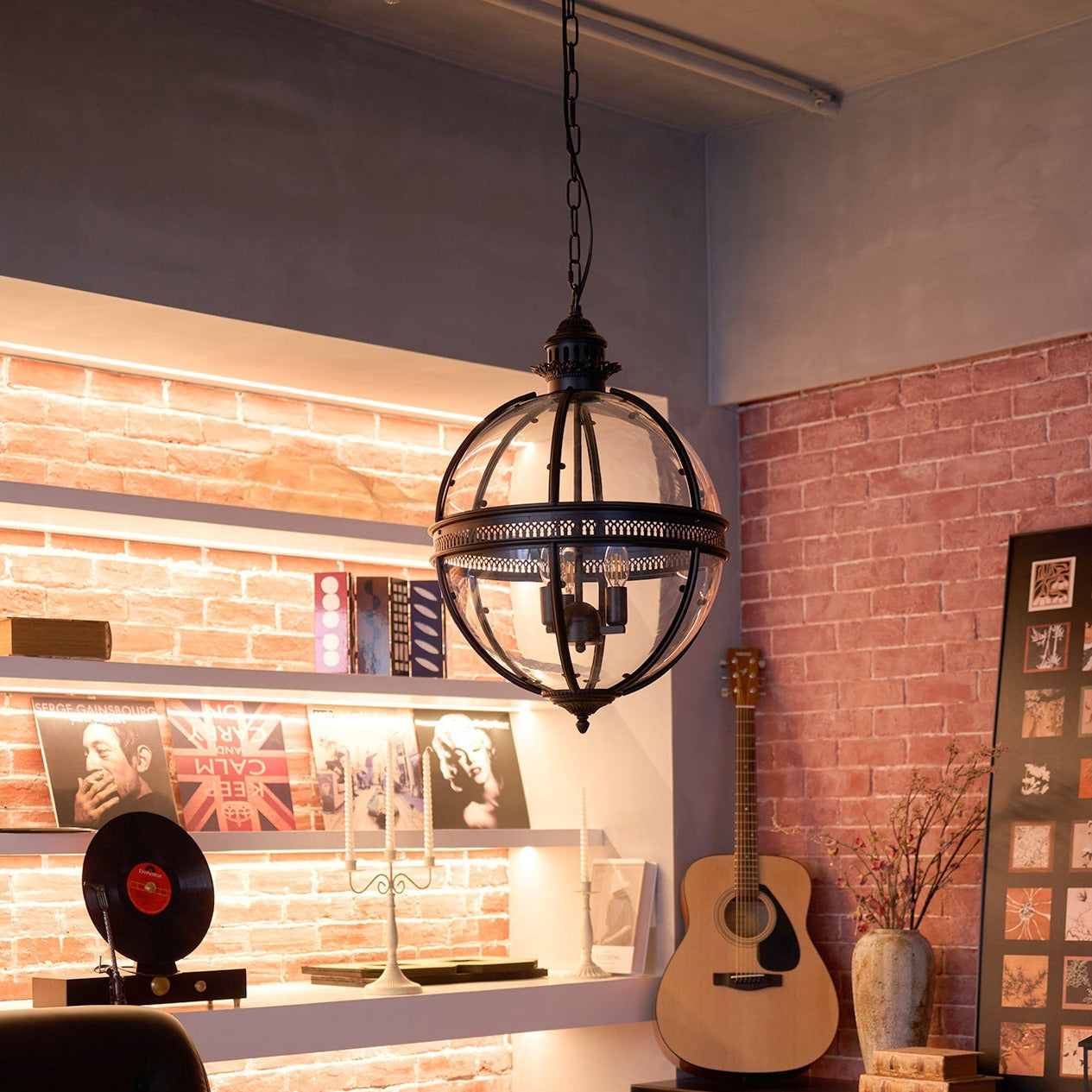 Gideon – Lustre en Verre Rond Retro