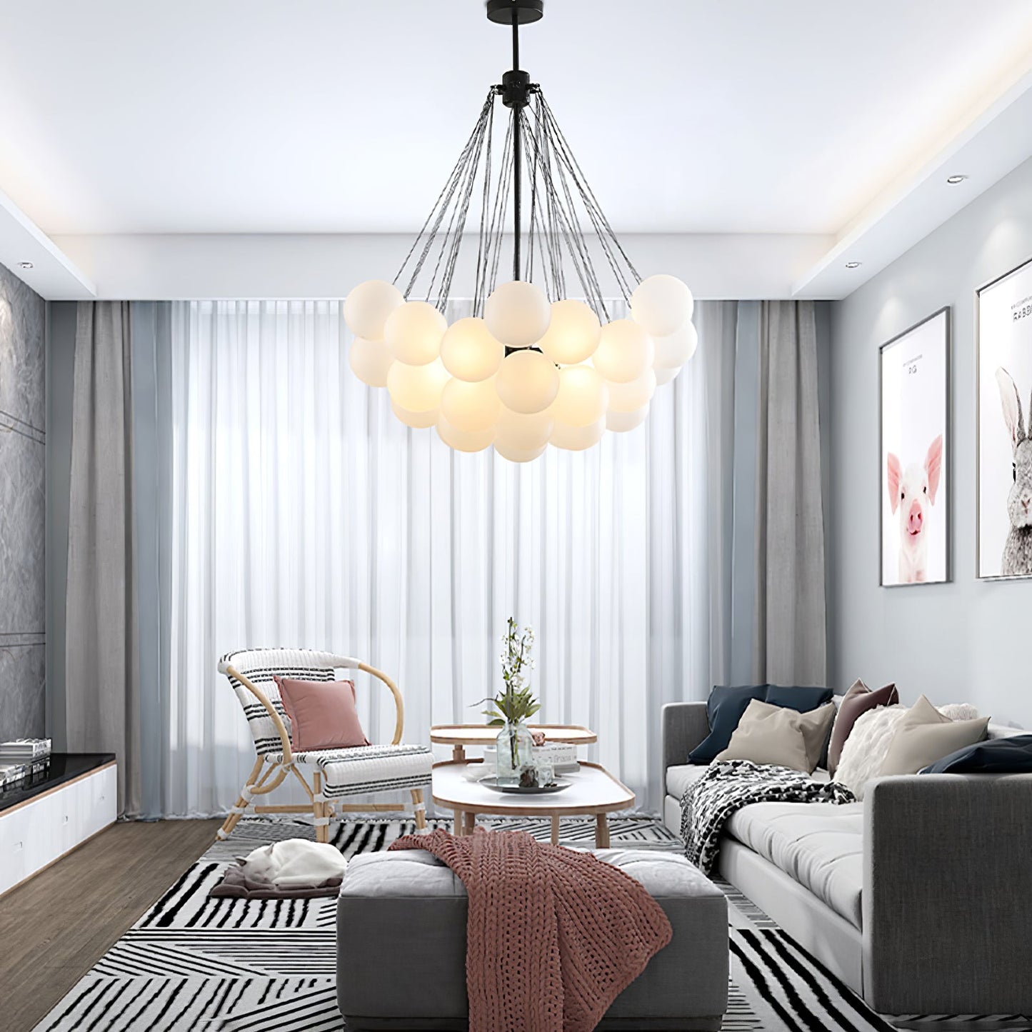 Jaya – Élégante Suspension en Verre Bulle