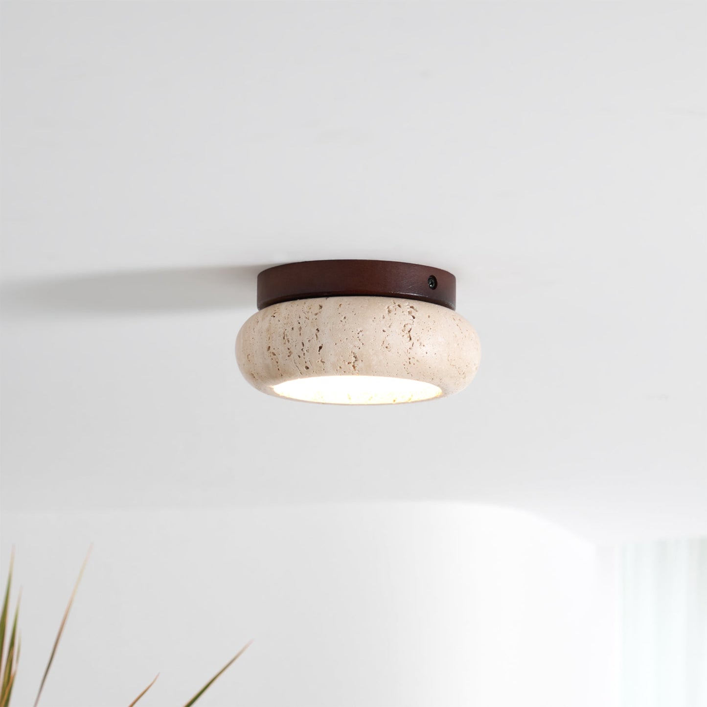 Aurelia – Lampe de Plafond Rétro en Pierre Naturelle Jaune