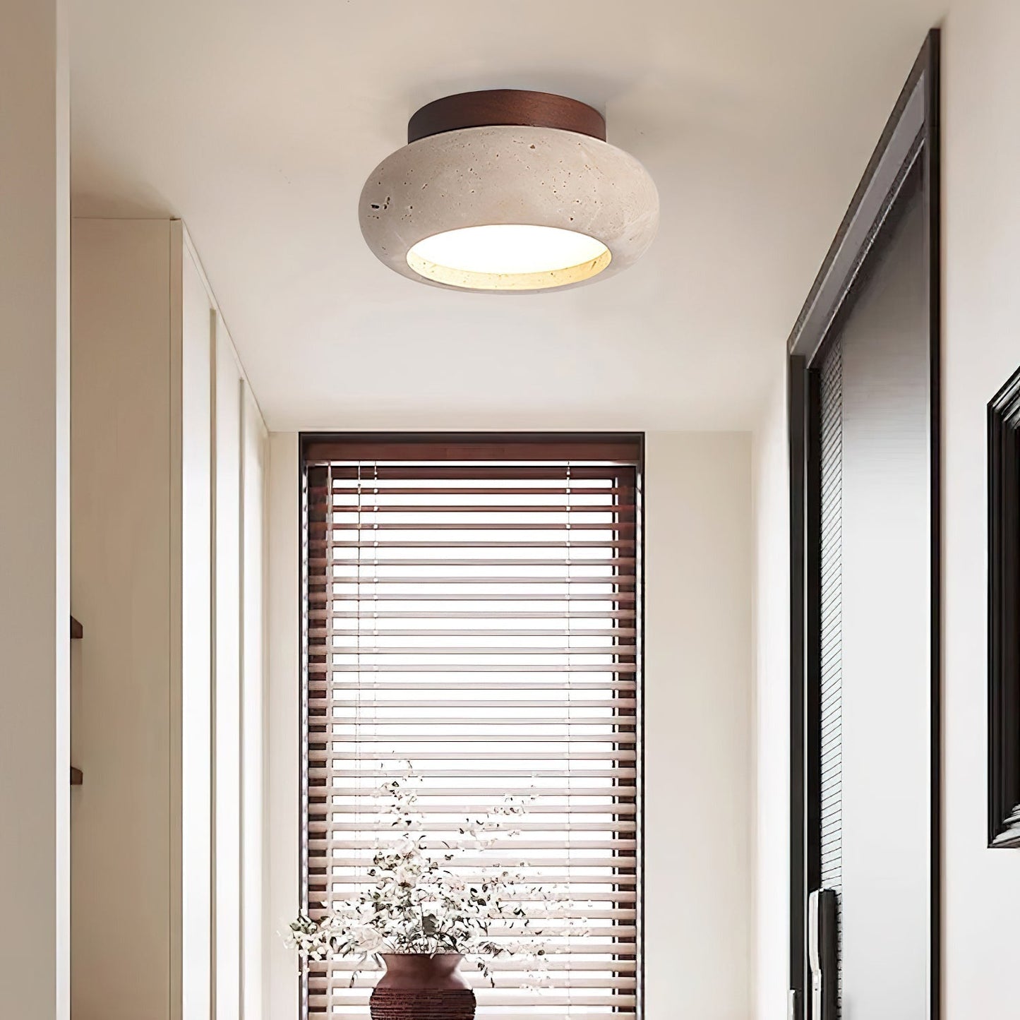 Aurelia – Lampe de Plafond Rétro en Pierre Naturelle Jaune