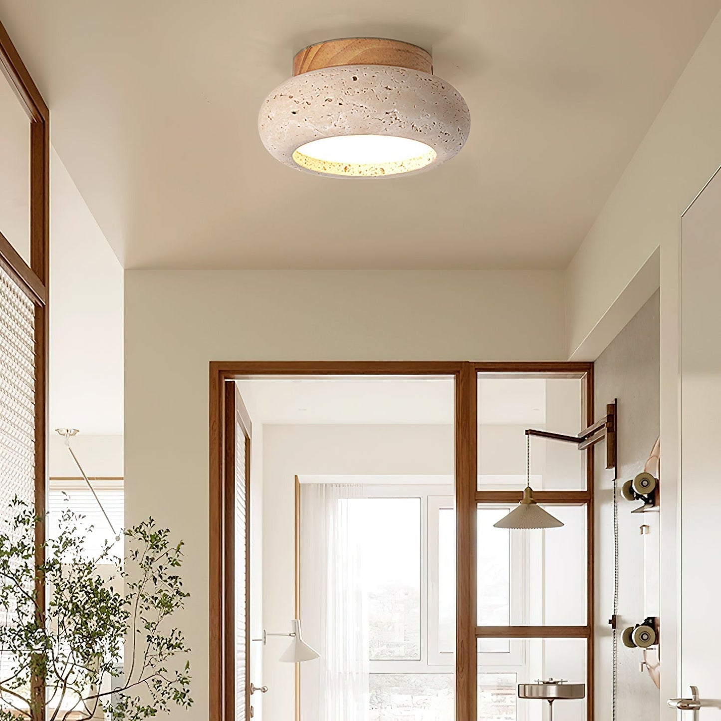 Aurelia – Lampe de Plafond Rétro en Pierre Naturelle Jaune