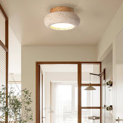 Aurelia – Lampe de Plafond Rétro en Pierre Naturelle Jaune