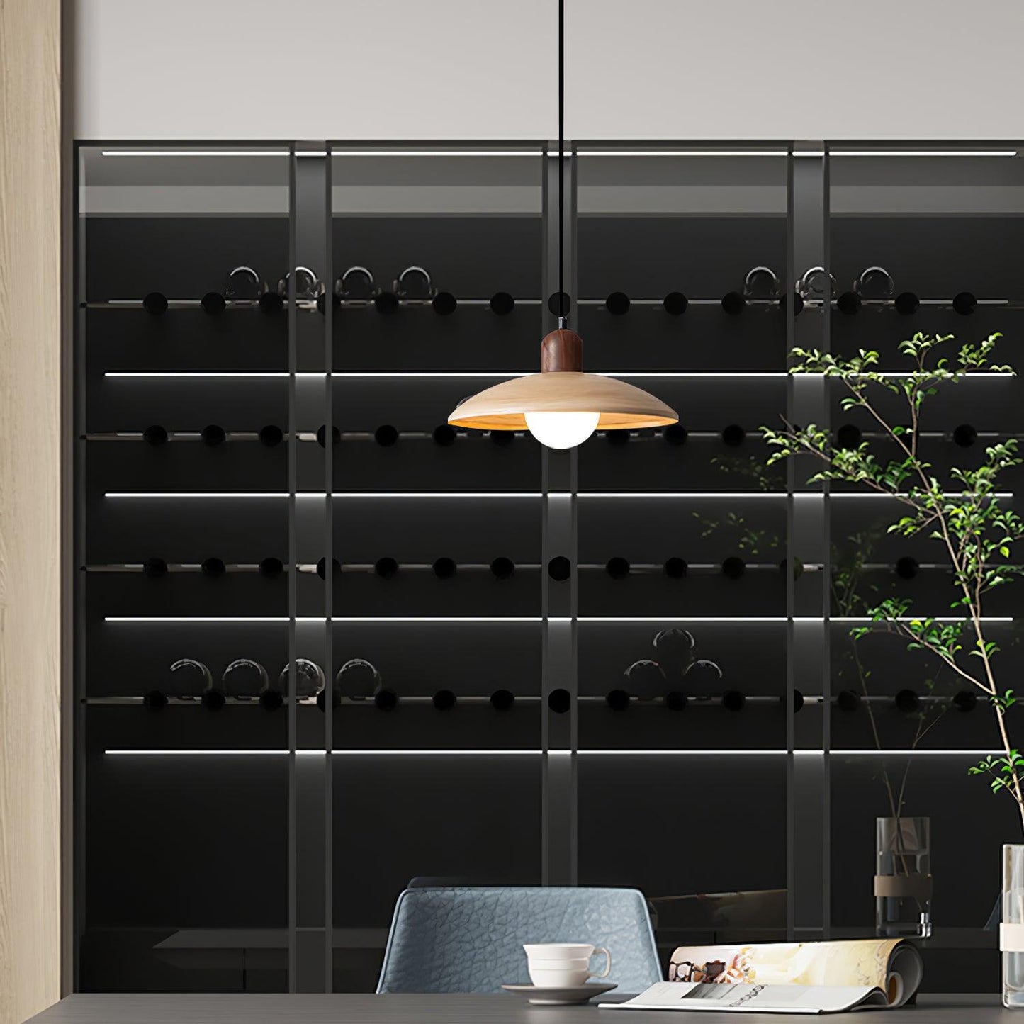 Ylva – Lampe suspendue en finition noyer