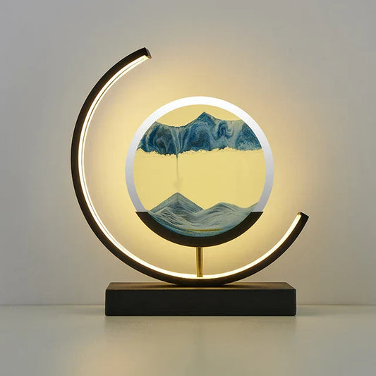 Lampe de table LED artistique avec effet sable mouvant
