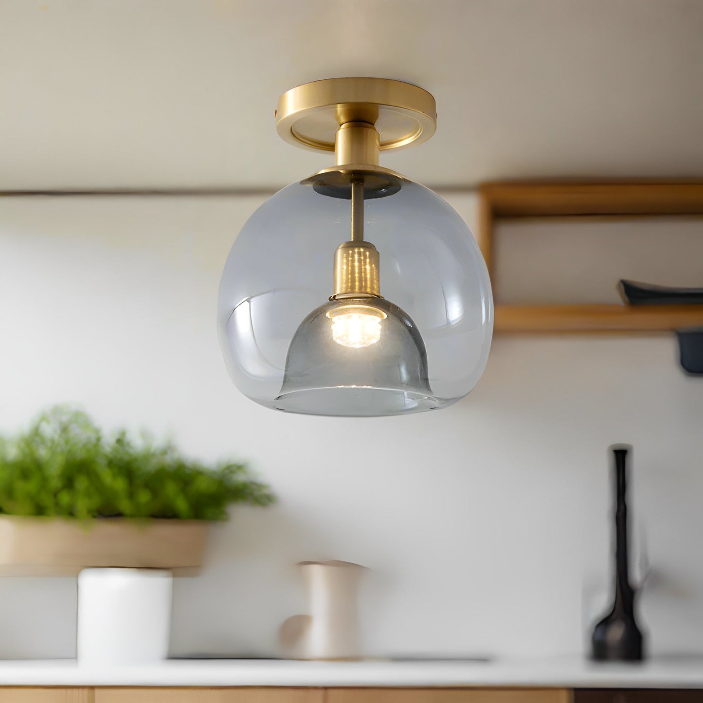 Glayra – Plafonnier moderne avec verre gris pour couloir et espace de vie