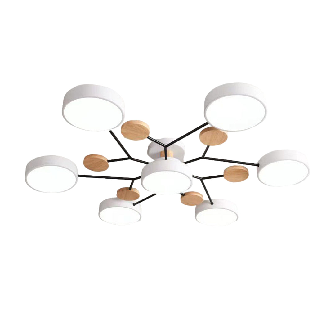 Lina – Lampe de plafond artistique en métal et bois