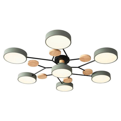 Lina – Lampe de plafond artistique en métal et bois
