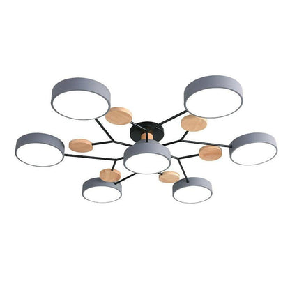 Lina – Lampe de plafond artistique en métal et bois