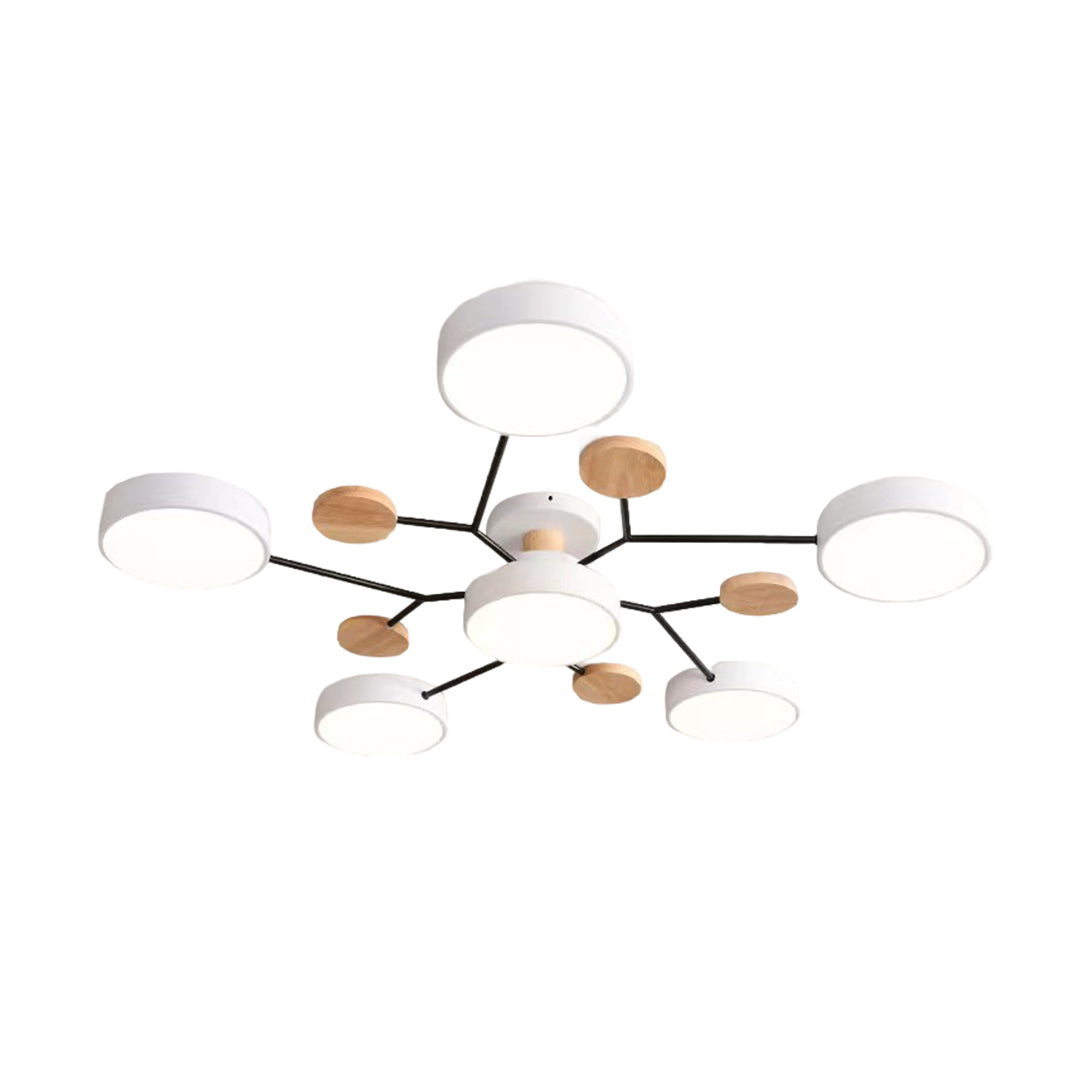 Lina – Lampe de plafond artistique en métal et bois