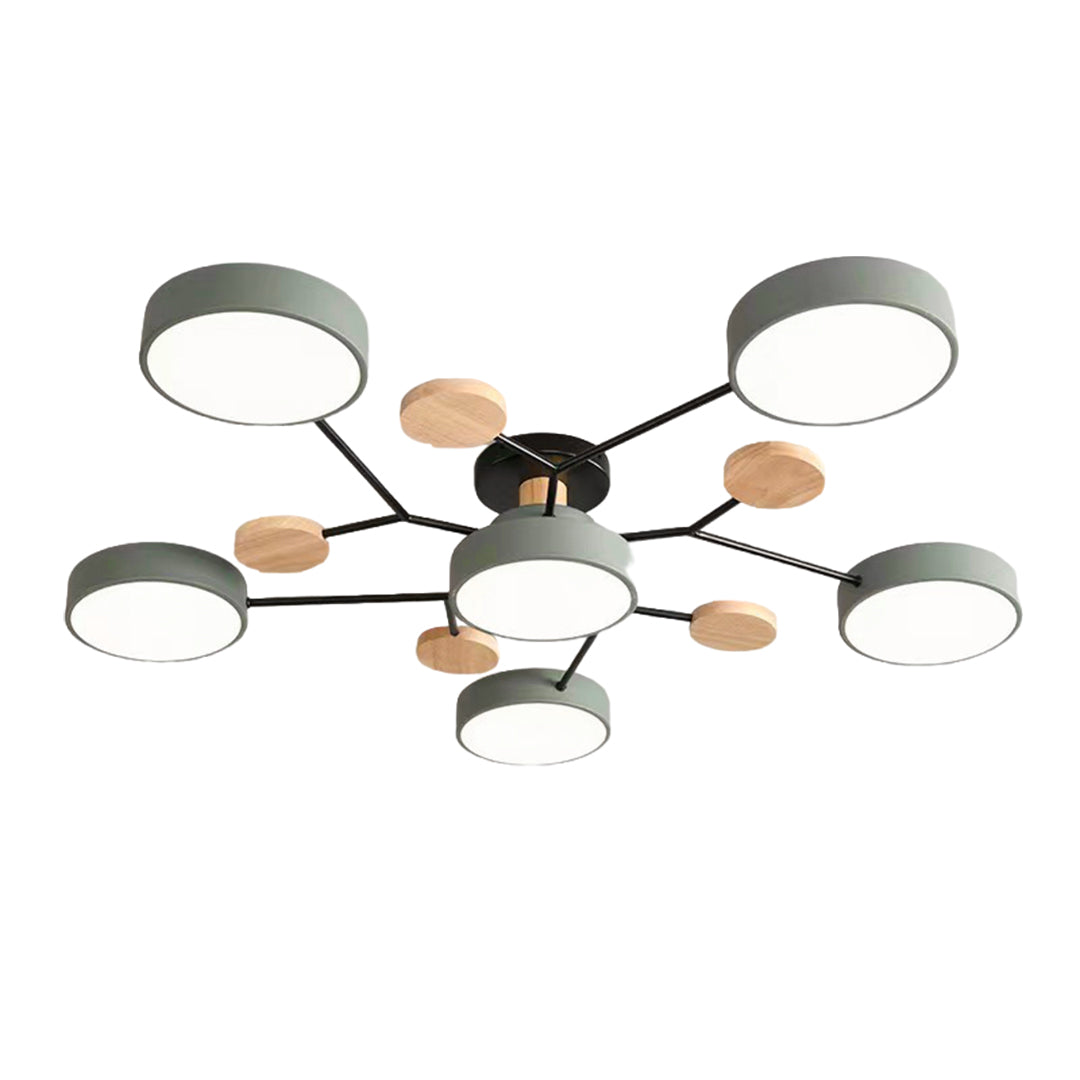 Lina – Lampe de plafond artistique en métal et bois