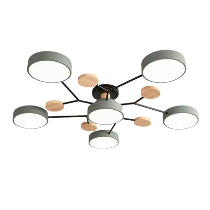 Lina – Lampe de plafond artistique en métal et bois