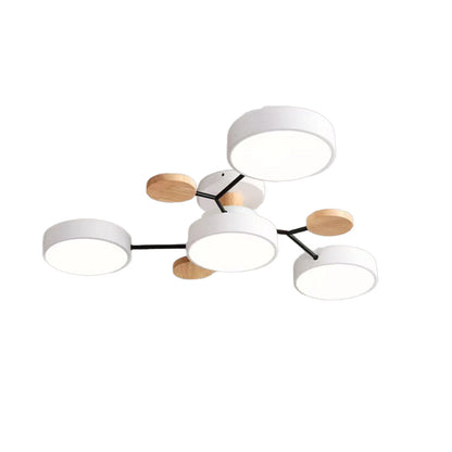 Lina – Lampe de plafond artistique en métal et bois