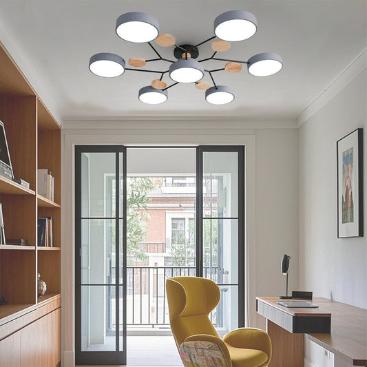 Lina – Lampe de plafond artistique en métal et bois