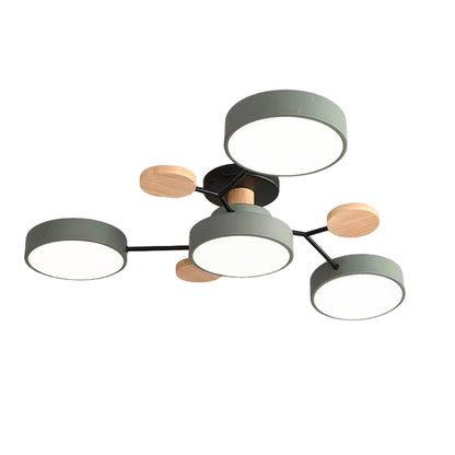 Lina – Lampe de plafond artistique en métal et bois