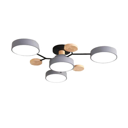 Lina – Lampe de plafond artistique en métal et bois