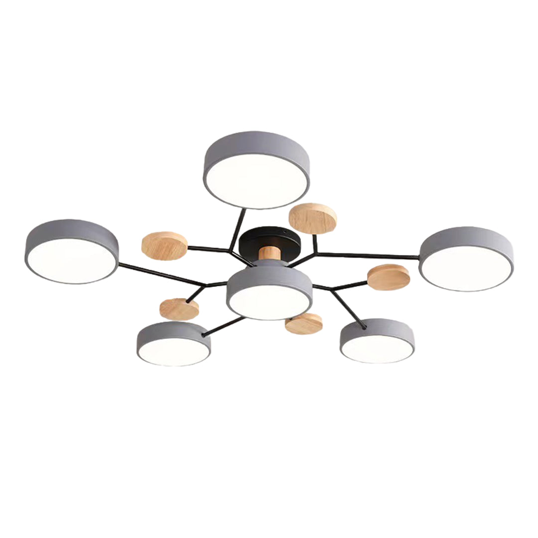 Lina – Lampe de plafond artistique en métal et bois