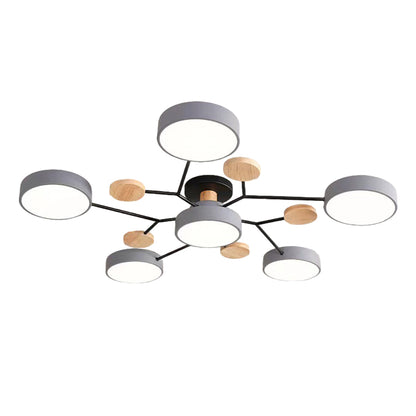 Lina – Lampe de plafond artistique en métal et bois