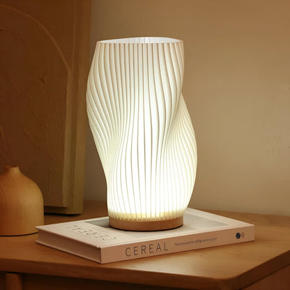 DreamWave - Lampe moderne crème à vagues 3D avec base en métal élégante