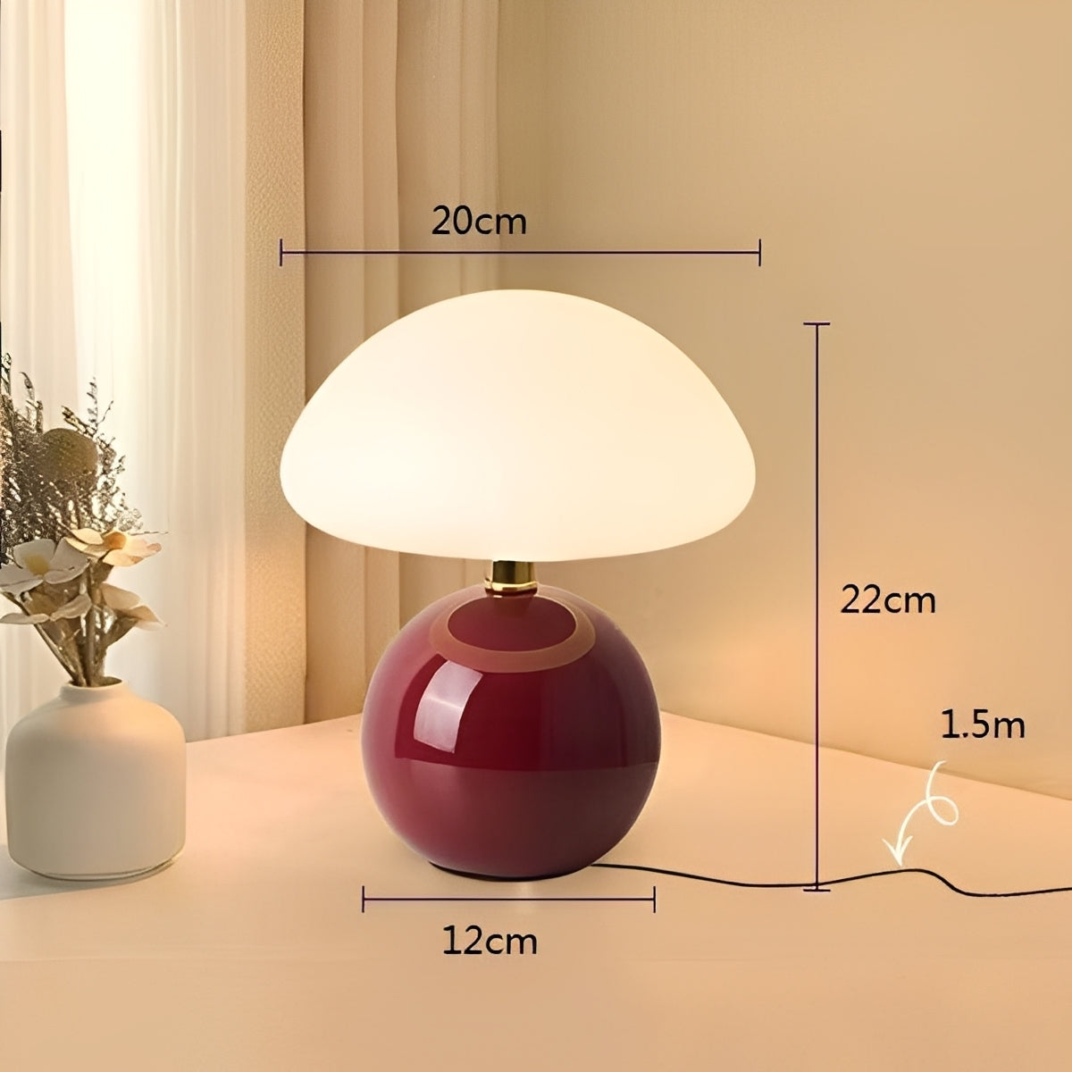 Nelly – Lampe de table champignon moderne au design givré