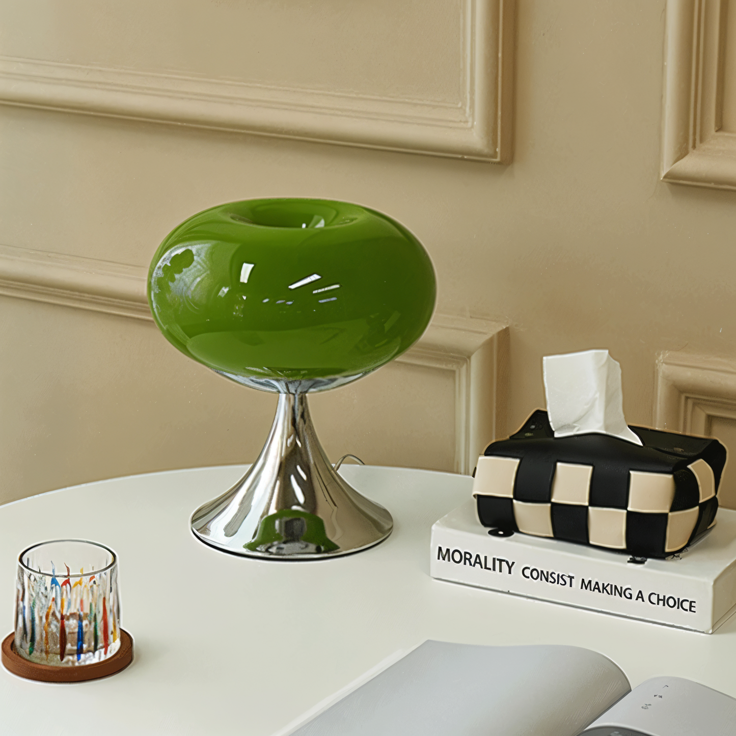 Ami – Lampe de table en verre macaron courbée