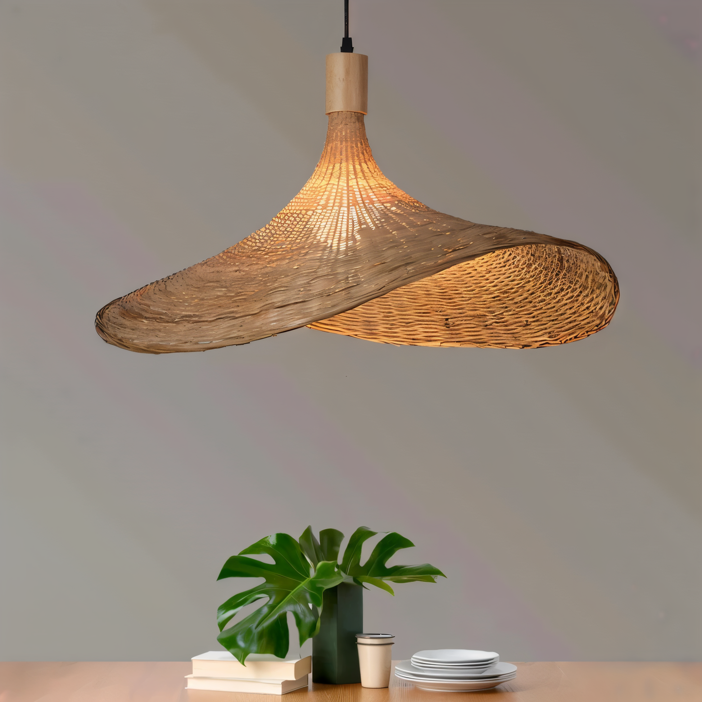 Kaito – Lustre en bambou et rotin