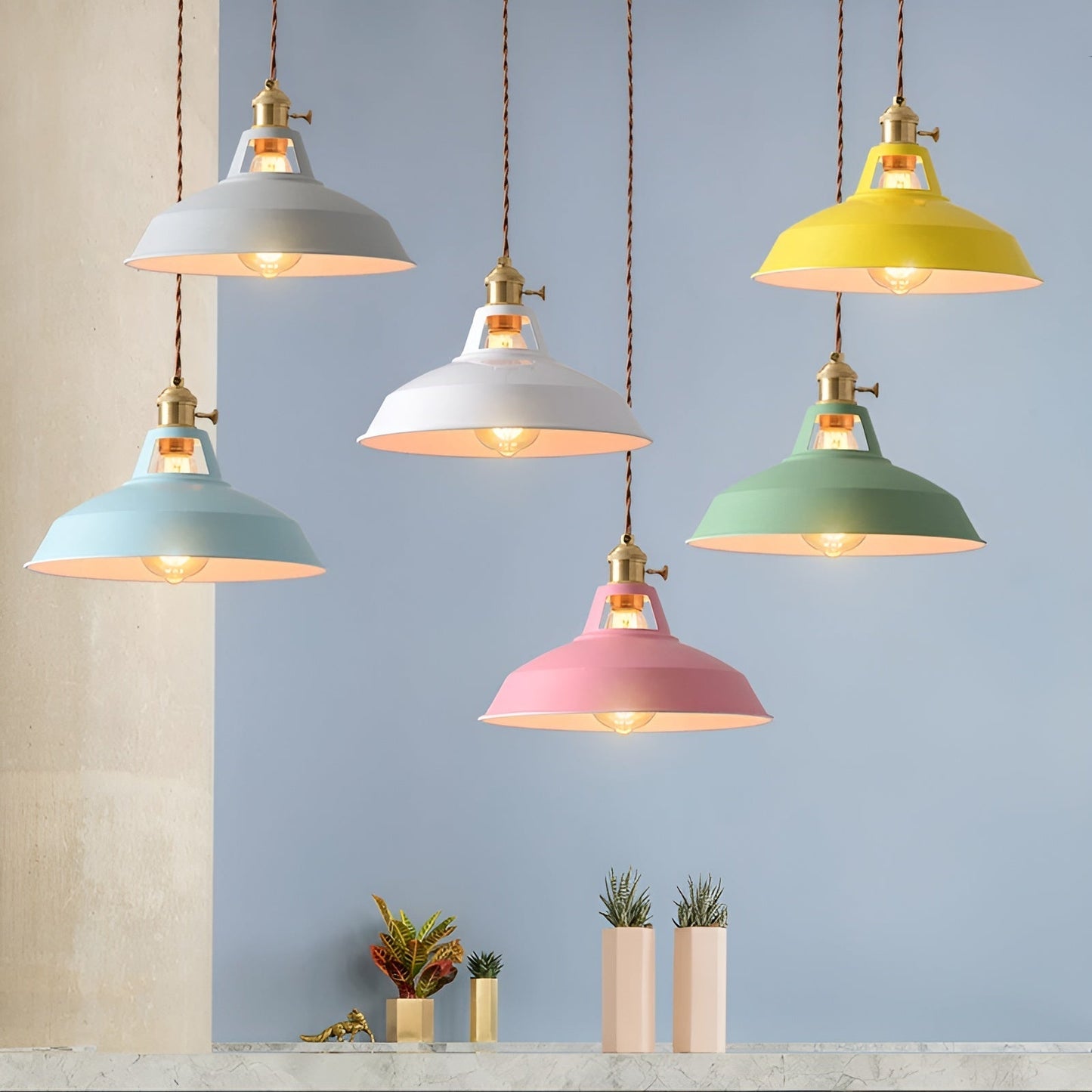 BarnFlare - Suspension LED industrielle colorée style macaron