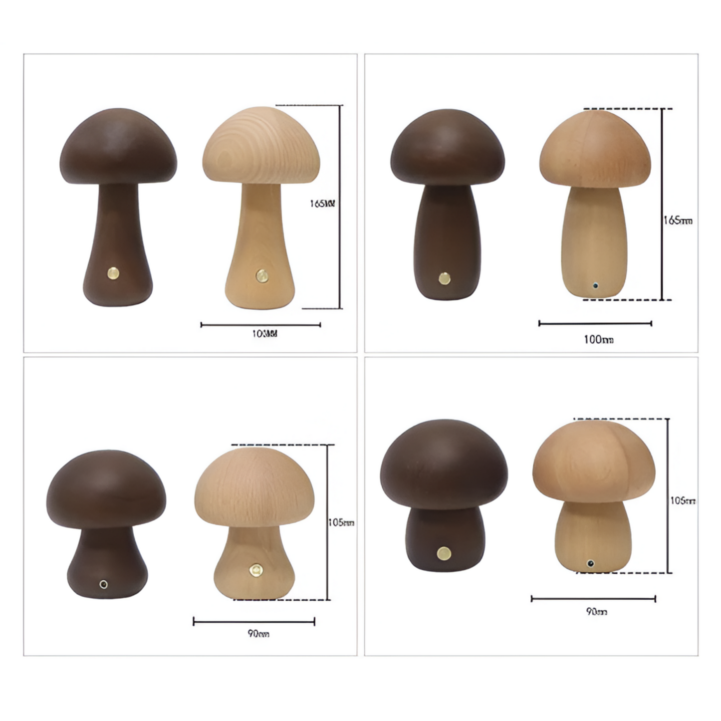 Lampe Tactile En Bois En Forme De Champignon