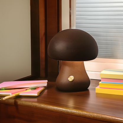 Lampe Tactile En Bois En Forme De Champignon