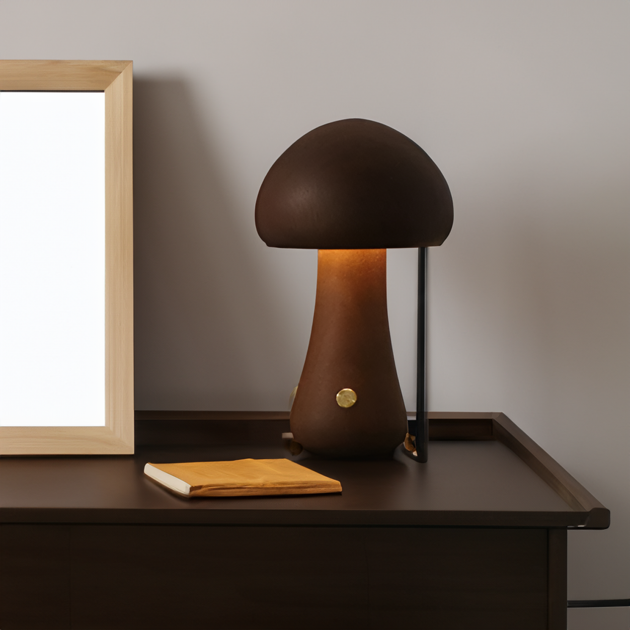 Lampe Tactile En Bois En Forme De Champignon
