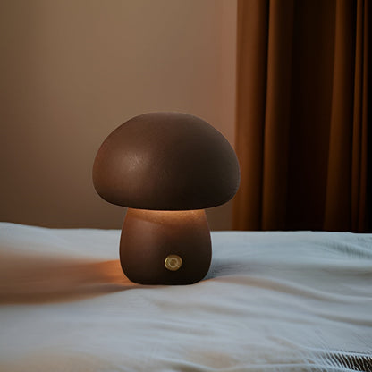Lampe Tactile En Bois En Forme De Champignon