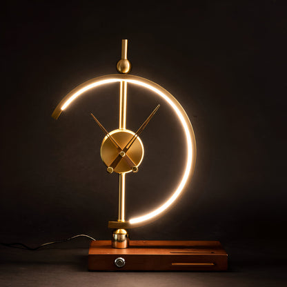 Horloge GLux – Lampe de table LED dorée avec chargeur sans fil Qi et horloge intégrée