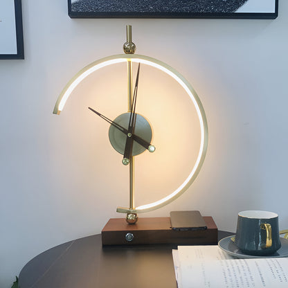 Horloge GLux – Lampe de table LED dorée avec chargeur sans fil Qi et horloge intégrée