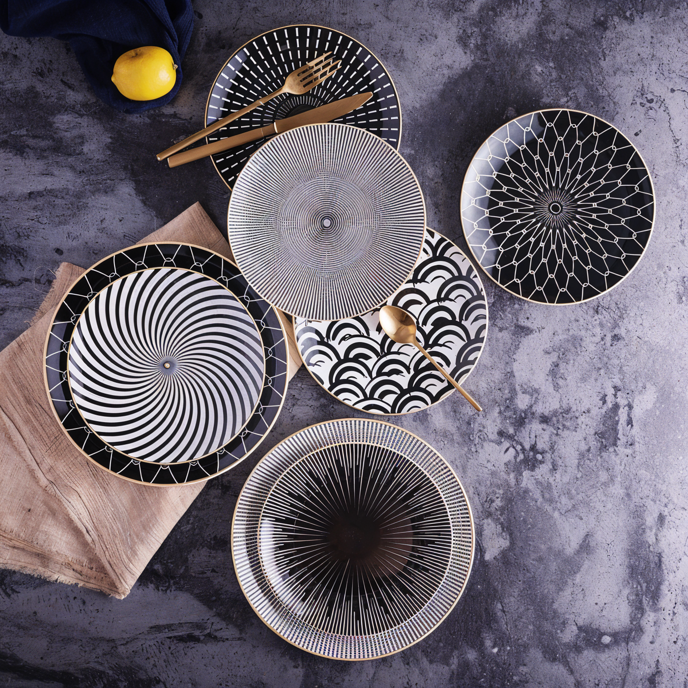 Collection GeoChic - Assiettes à motifs géométriques - Vaisselle en porcelaine